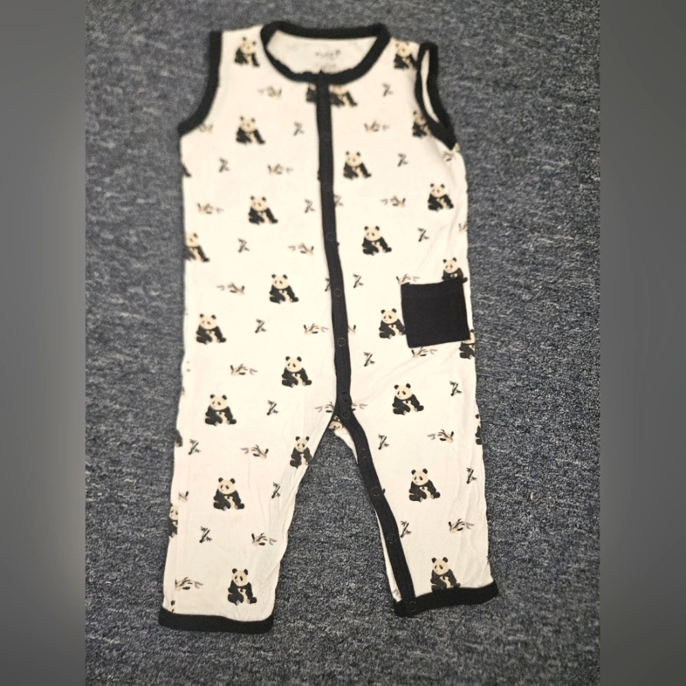 Kyte baby short sleeve romper 18-24m black/white panda